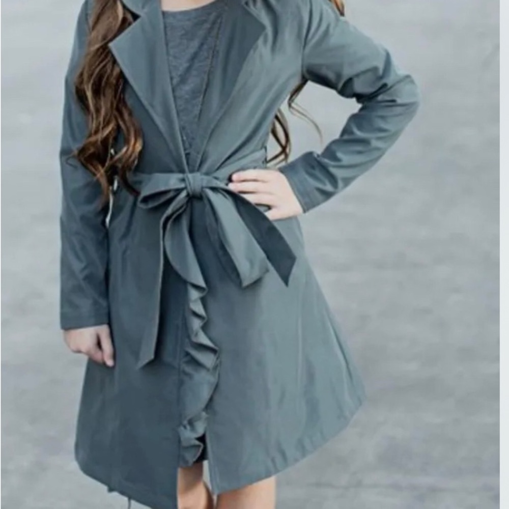 Joyfolie, Mia Joy, Presley Trench coat Charcoal girls size 10